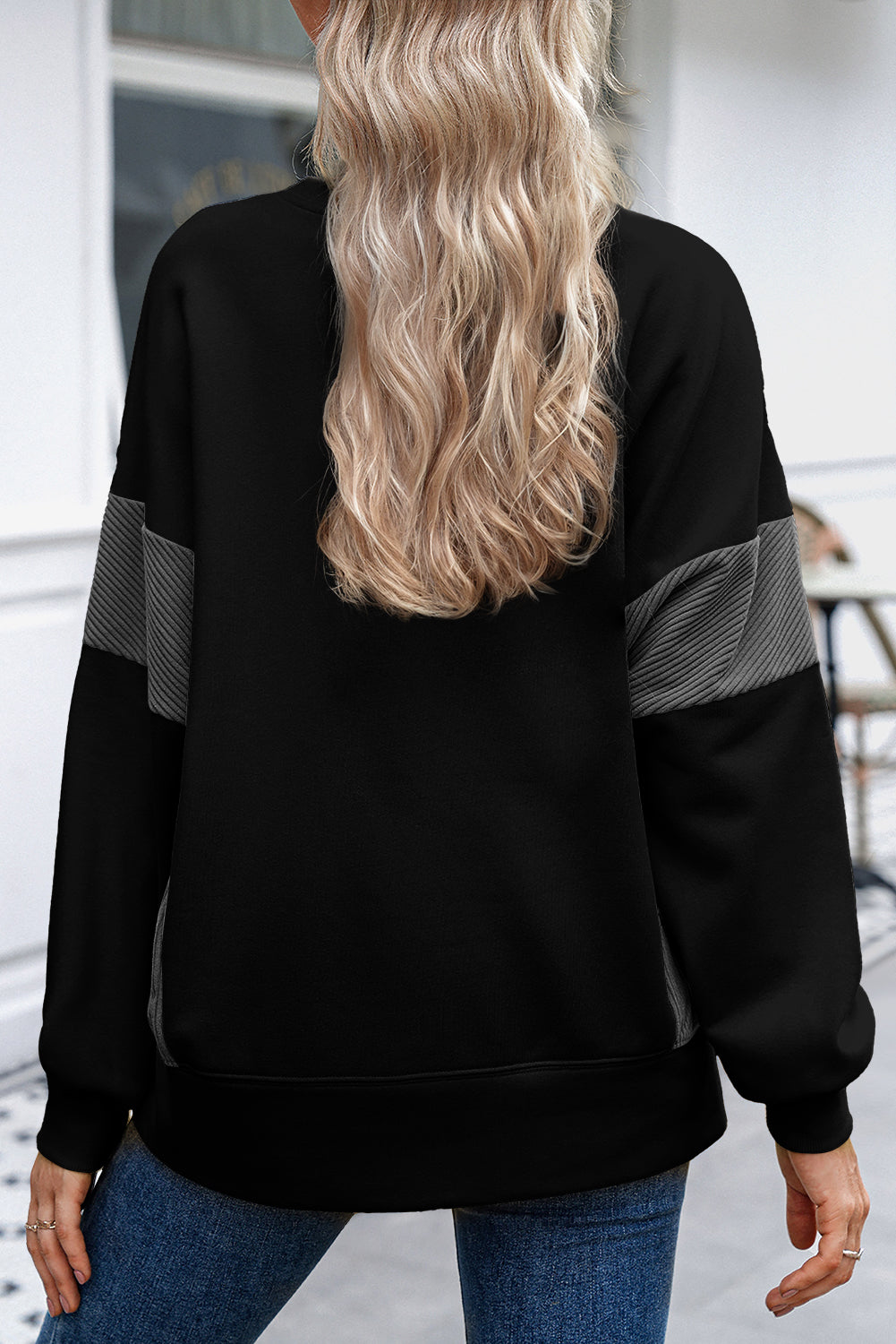Patched Side Slit Sweatshirt