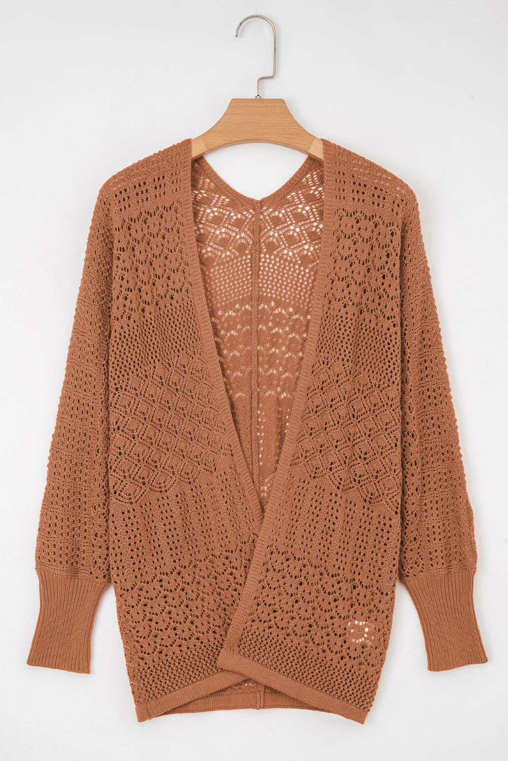 Hollowed Knit Open Front Cardigan