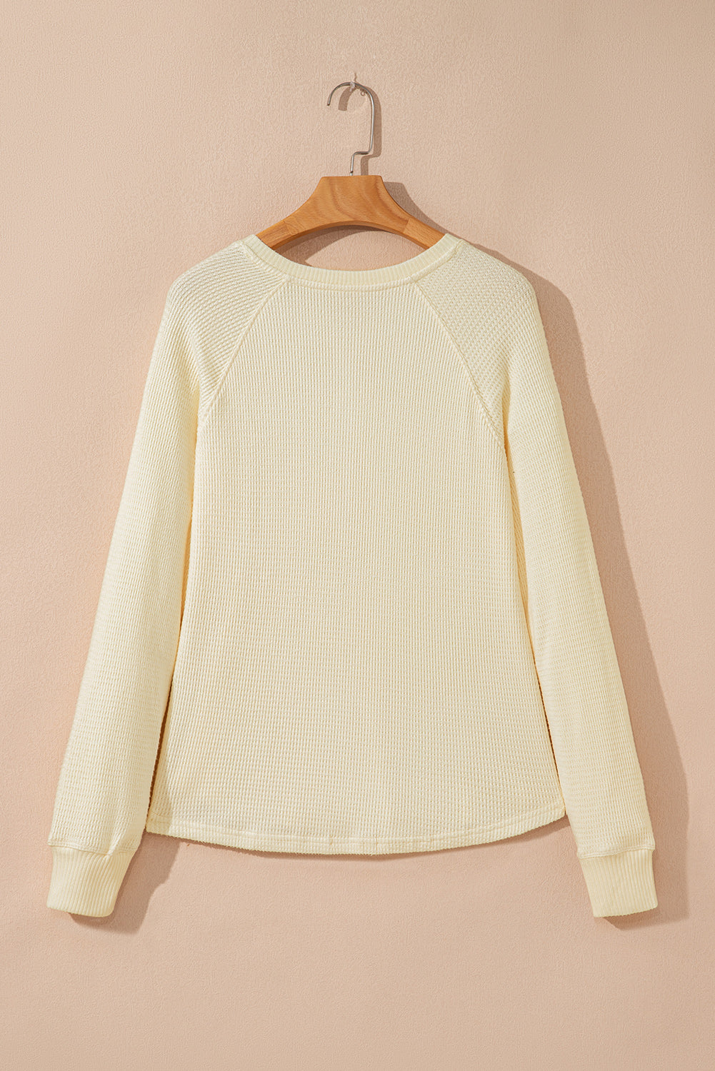 Textured Knit Half Buttons Henley Top
