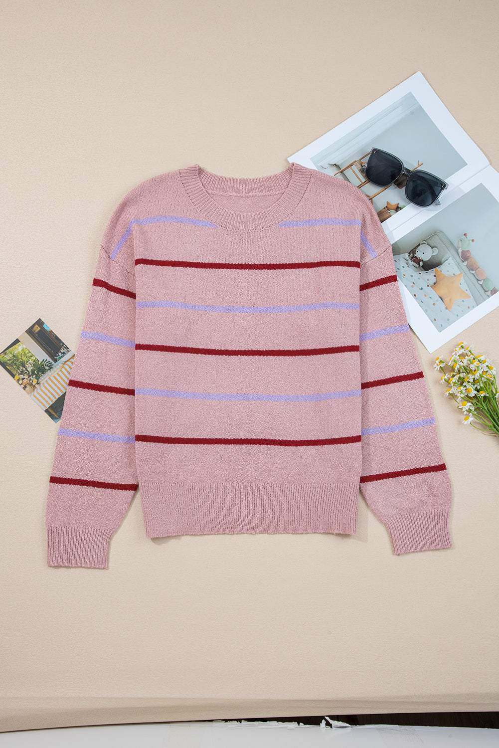 Ribbed Edge Drop Shoulder Sweater