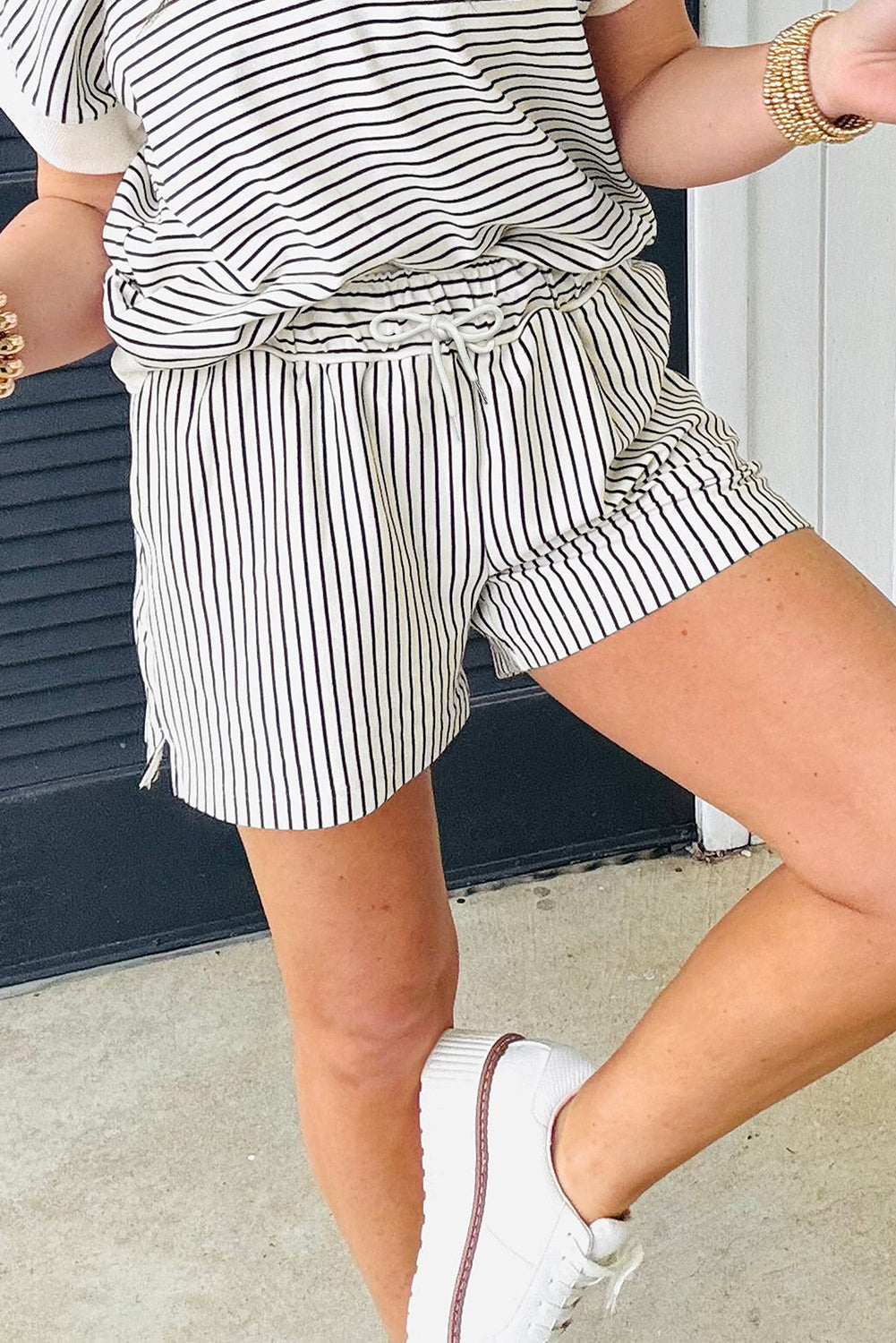 V Neck Tee and Casual Short Set