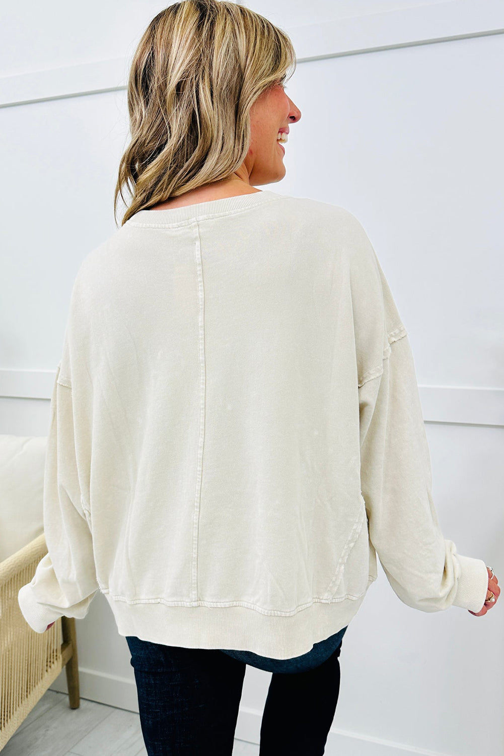 Stitching Flower Pattern Round Neck Plus Size Top
