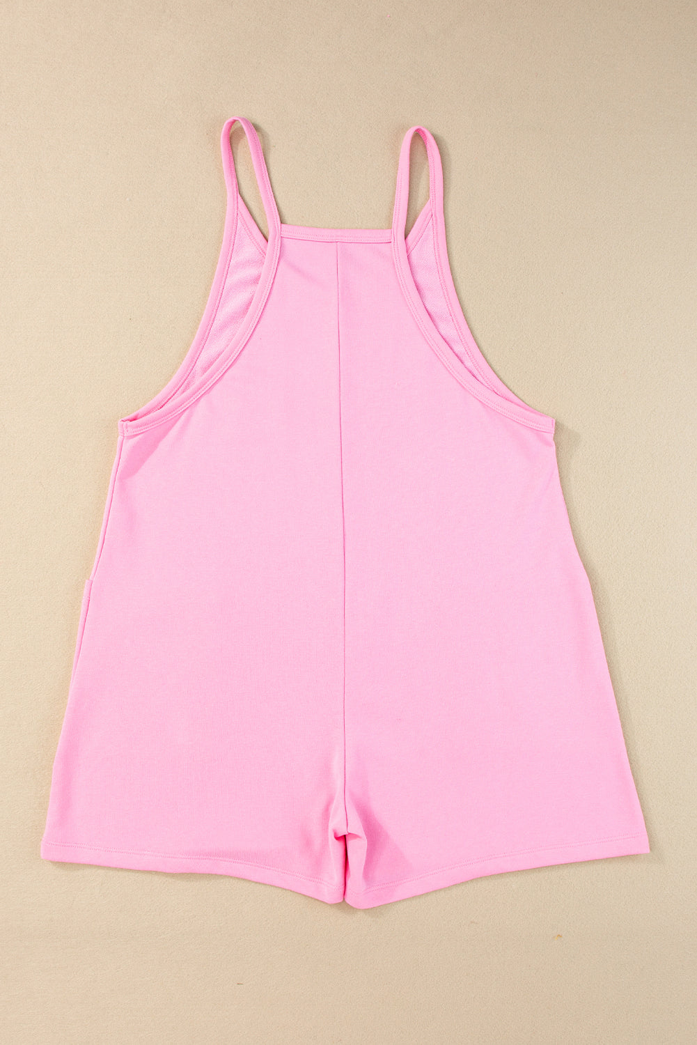Sleeveless Pocketed V Neck Jersey Romper