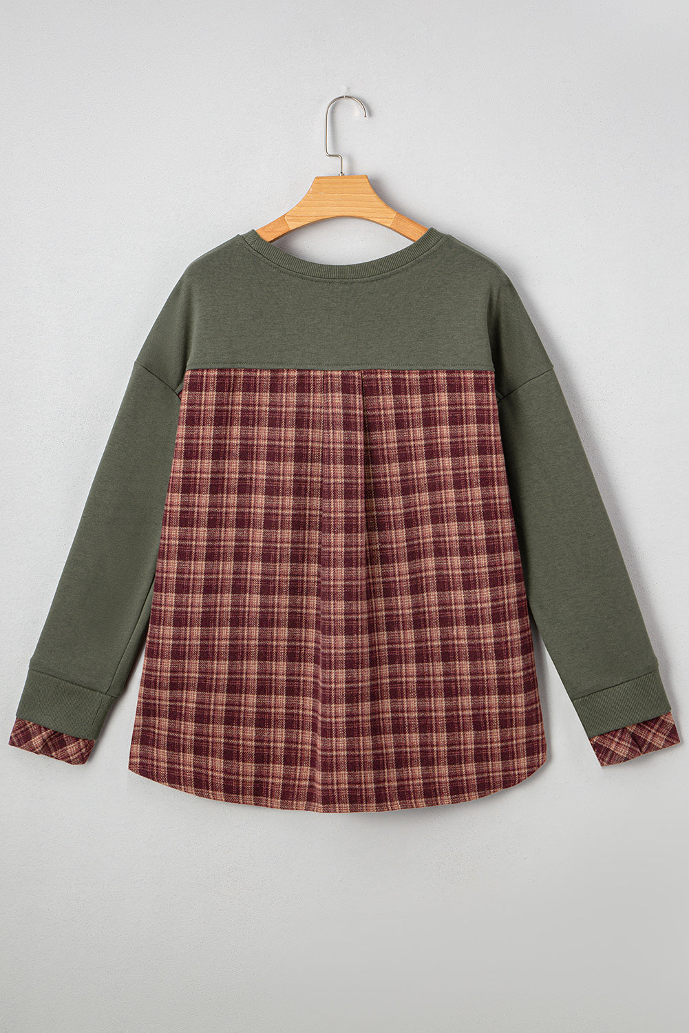 Vintage Plaid Patchwork Drop Shoulder Sweatshirt