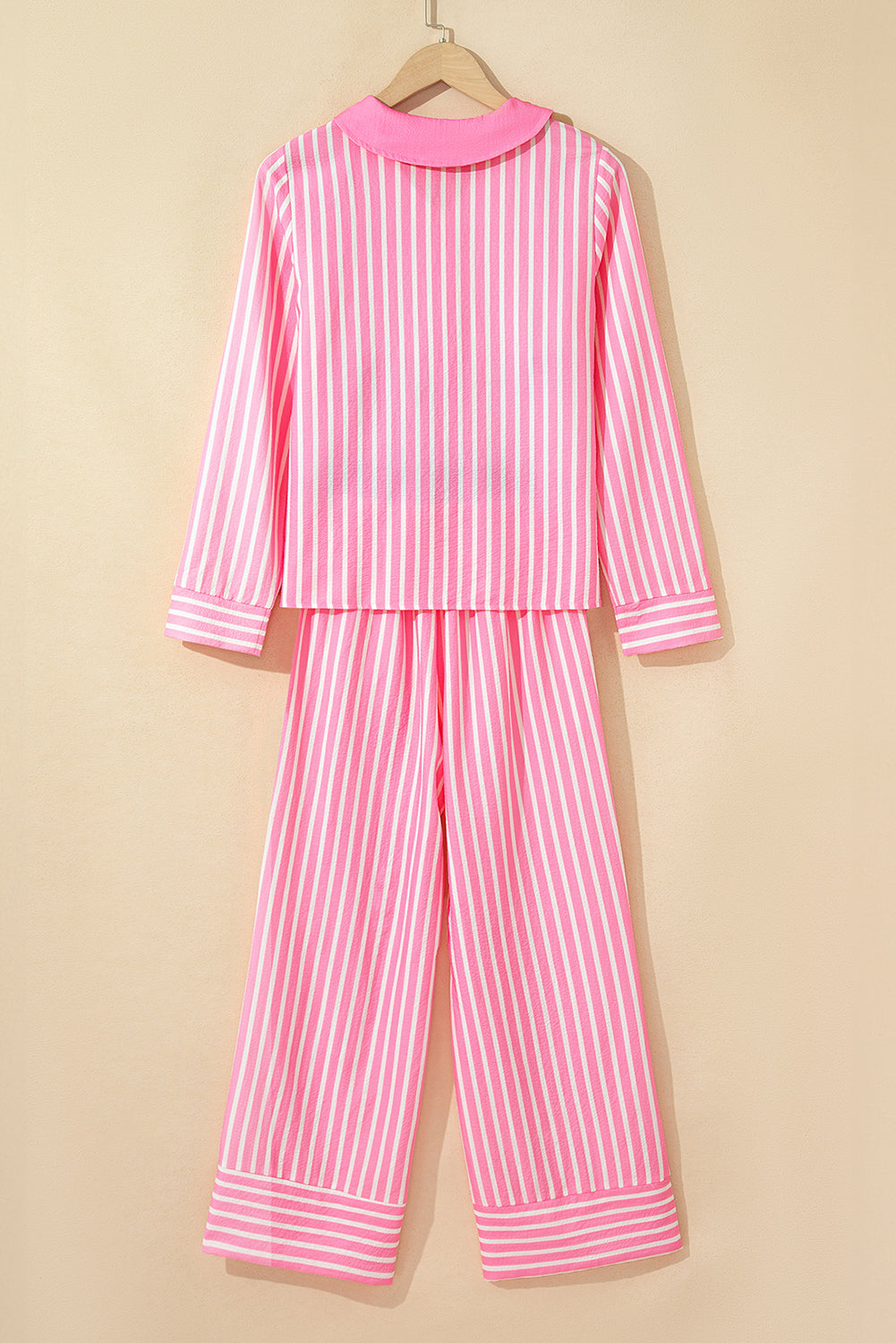 Buttoned Front Long Sleeve Top and Pants 2 Piece Sleepwear