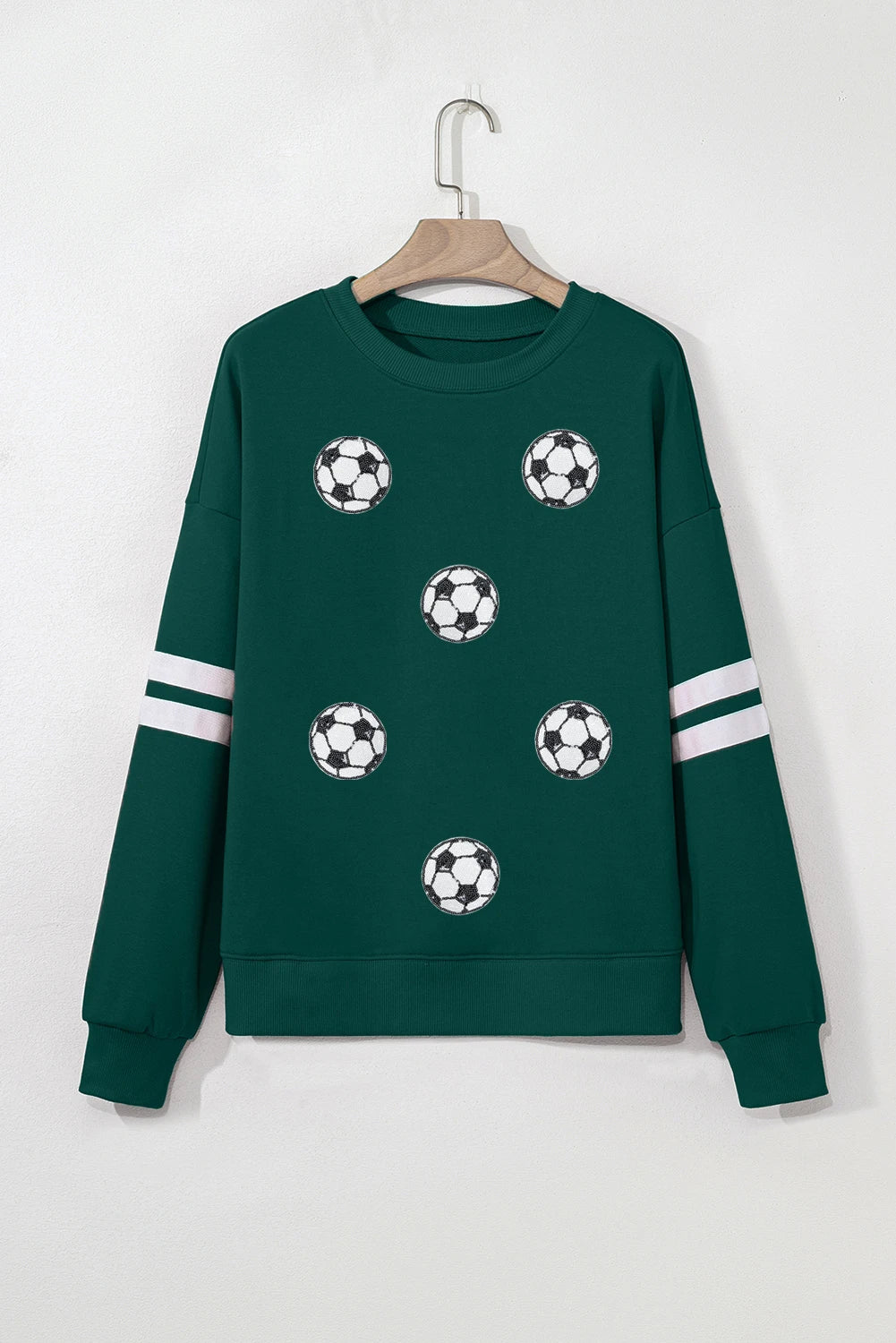 Sequin Patched Graphic Oversized Varsity Sweatshirt