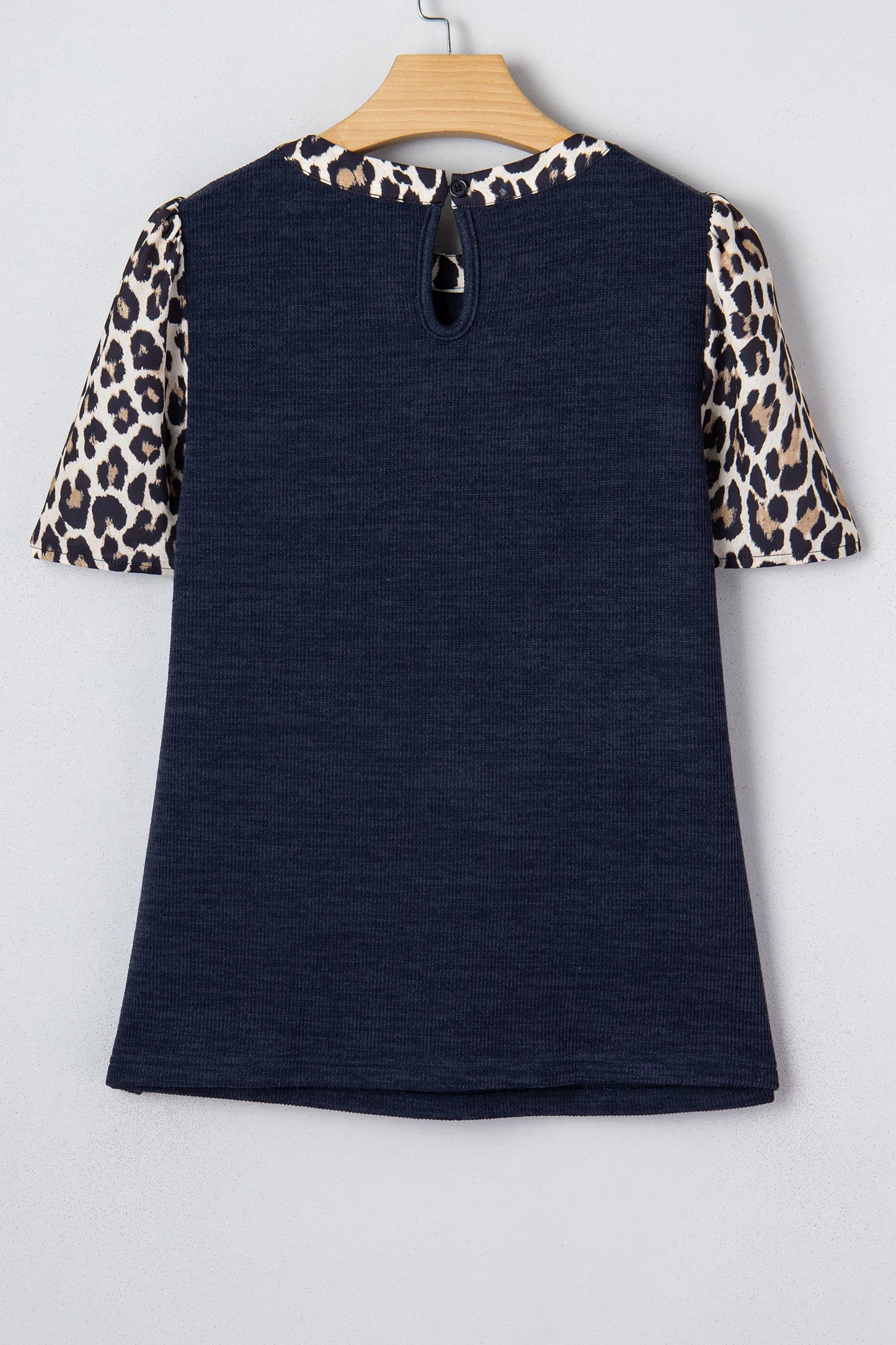 Contrast Leopard Patchwork Short Sleeve Top