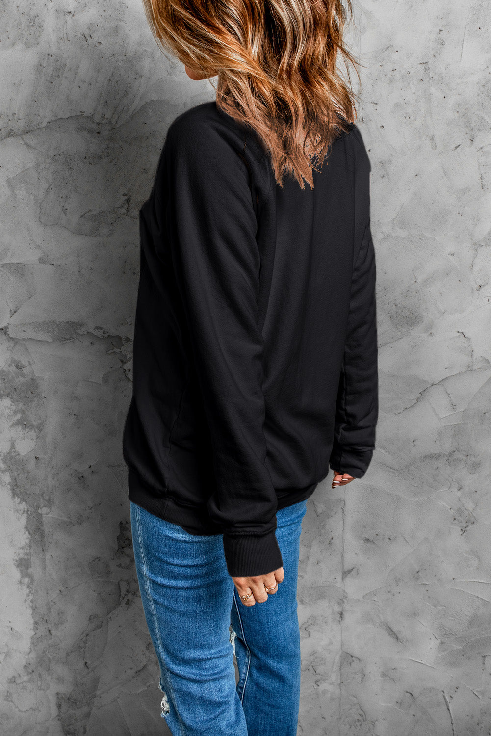 Shimmering Bow Patched Pattern Game Day Sweatshirt