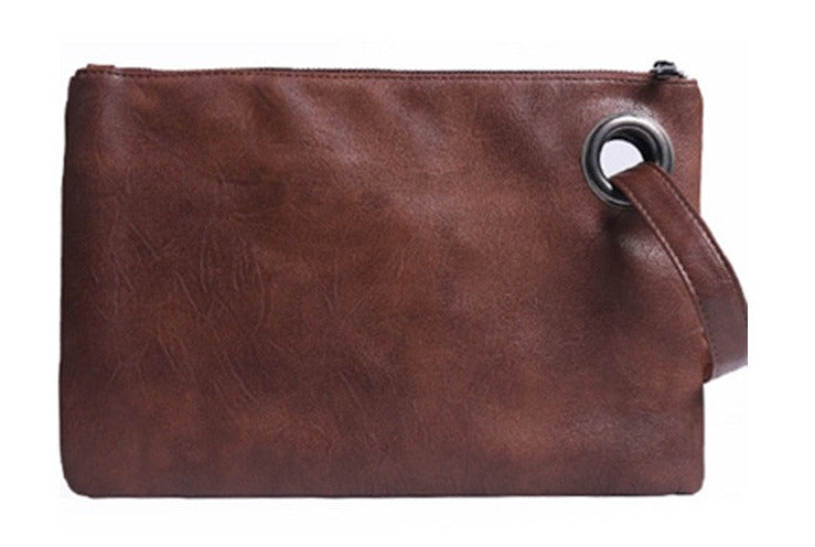Vintage Leather Oversized Clutch Bag