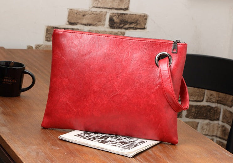 Vintage Leather Oversized Clutch Bag