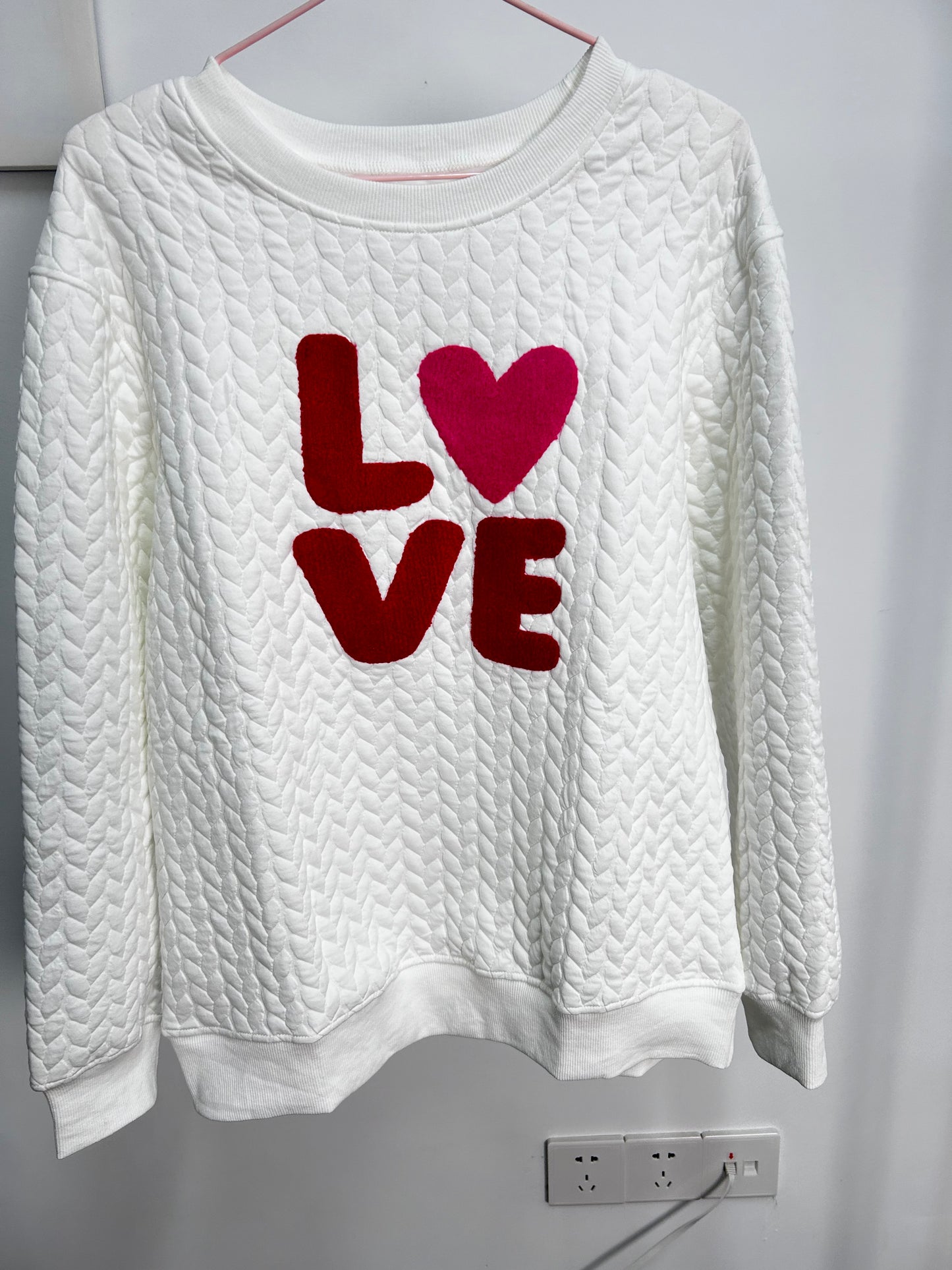 LOVE Chenille Embroidered Sweatshirt