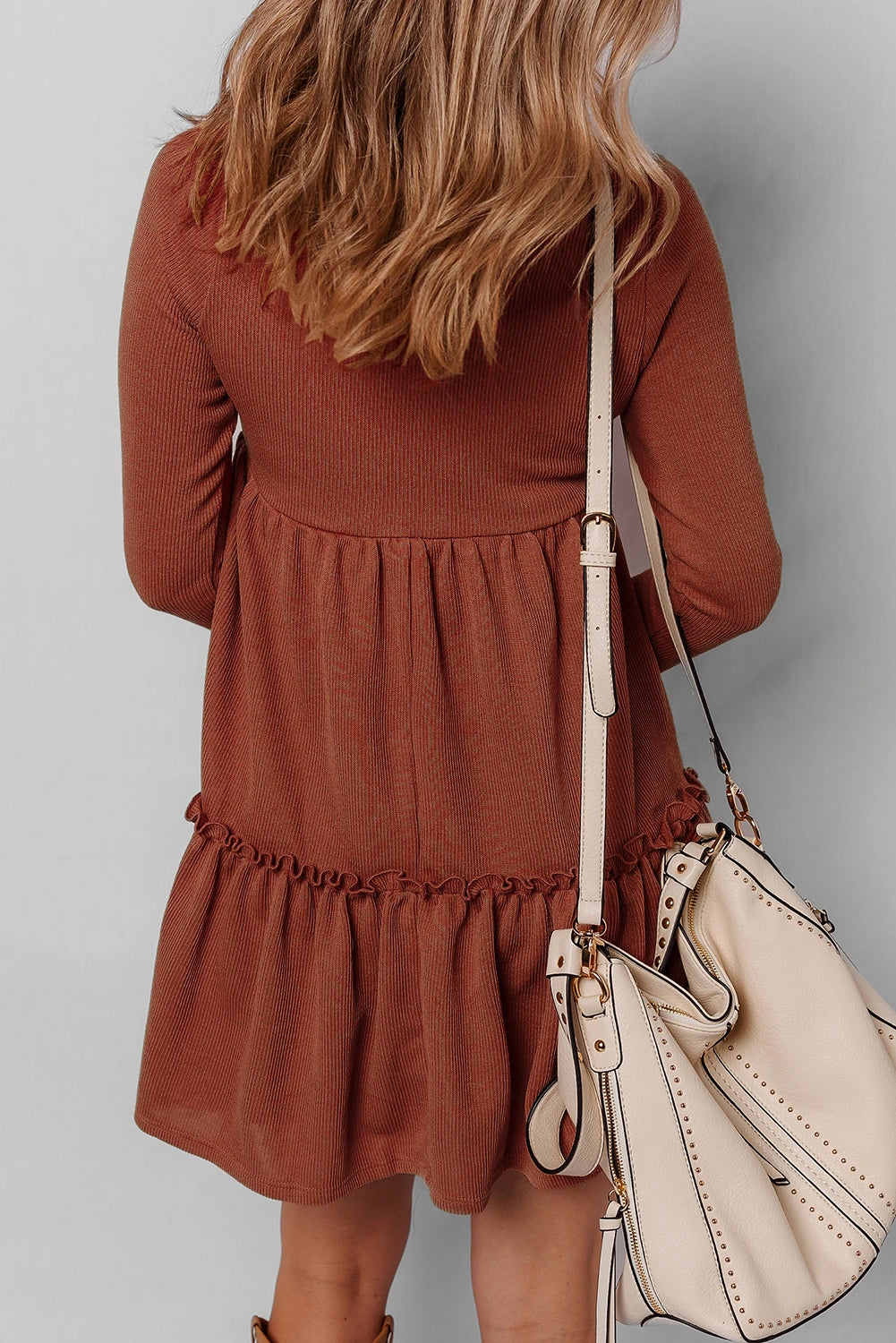 High Waist Long Sleeve Mini Dress