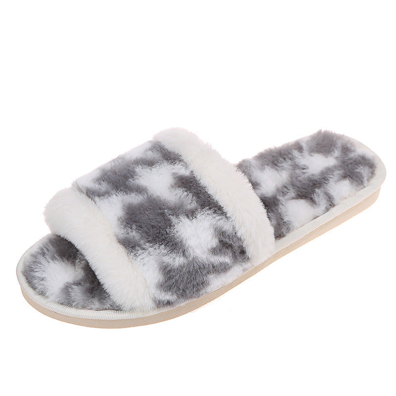 Tie-Dye Soft Bottom Fur Slippers - KOC