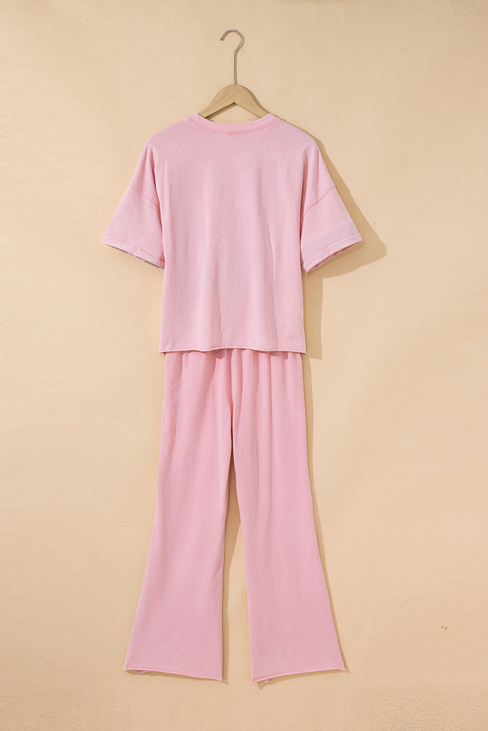 Floral Patch Exposed Seam Raw Edge Pants Set