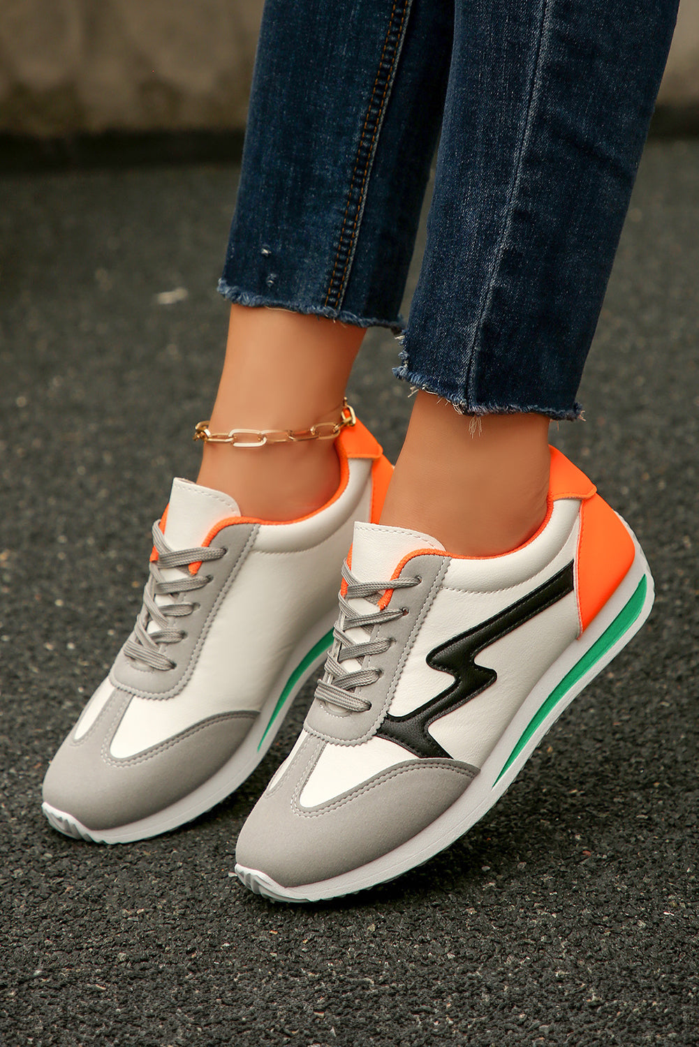 Block Patchwork Lace Up Sneakers