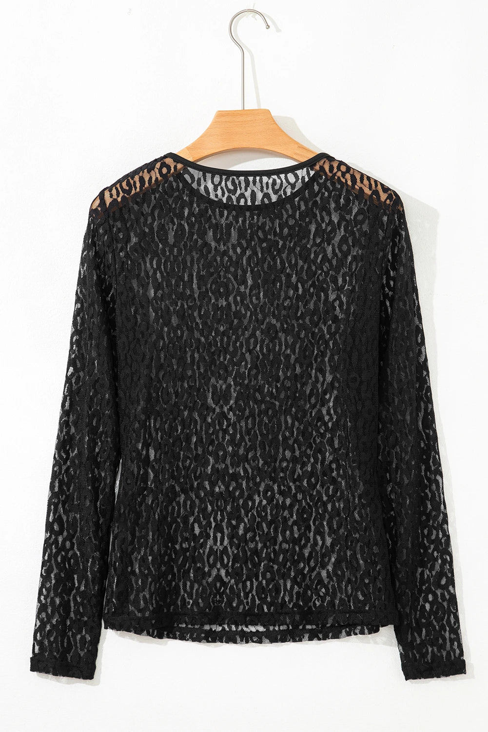 Pattern Sheer Mesh Long Sleeve Top