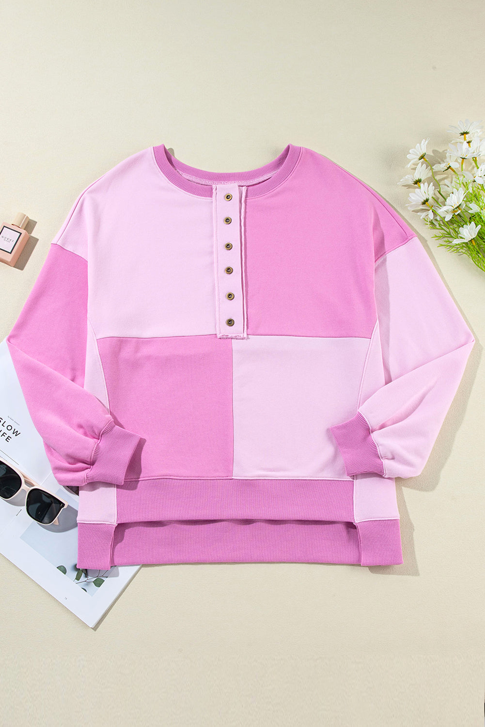Henley High Low Oversize Sweatshirt