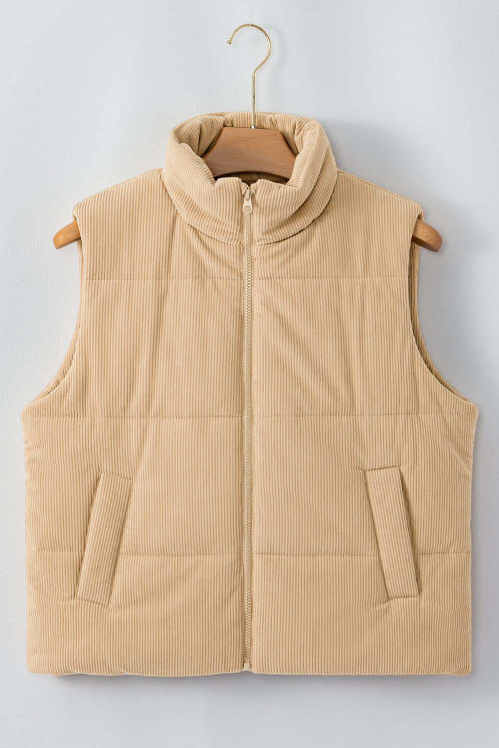 Corduroy Zipped Puffer Vest