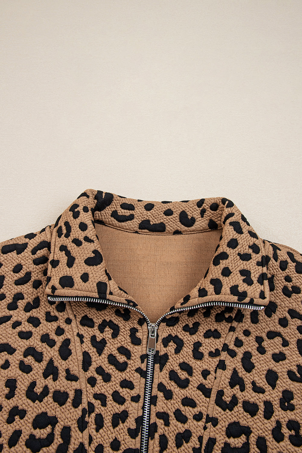 Leopard Print Quarter Zip Sweatshirt
