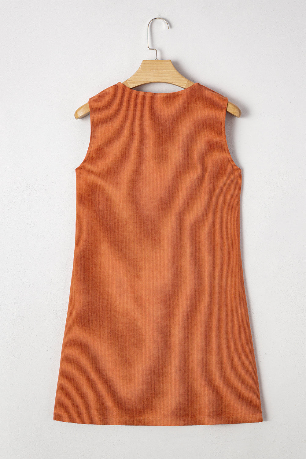 Corduroy Western Embroidered Patched Pocket Shift Sleeveless Mini Dress