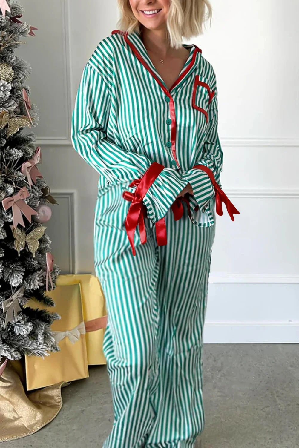 Bow Knot Waist 2pcs Pajama Set