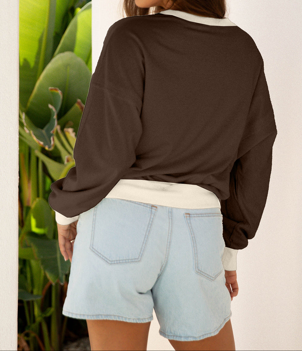 Flower Patch Drop Shoulder Casual Top
