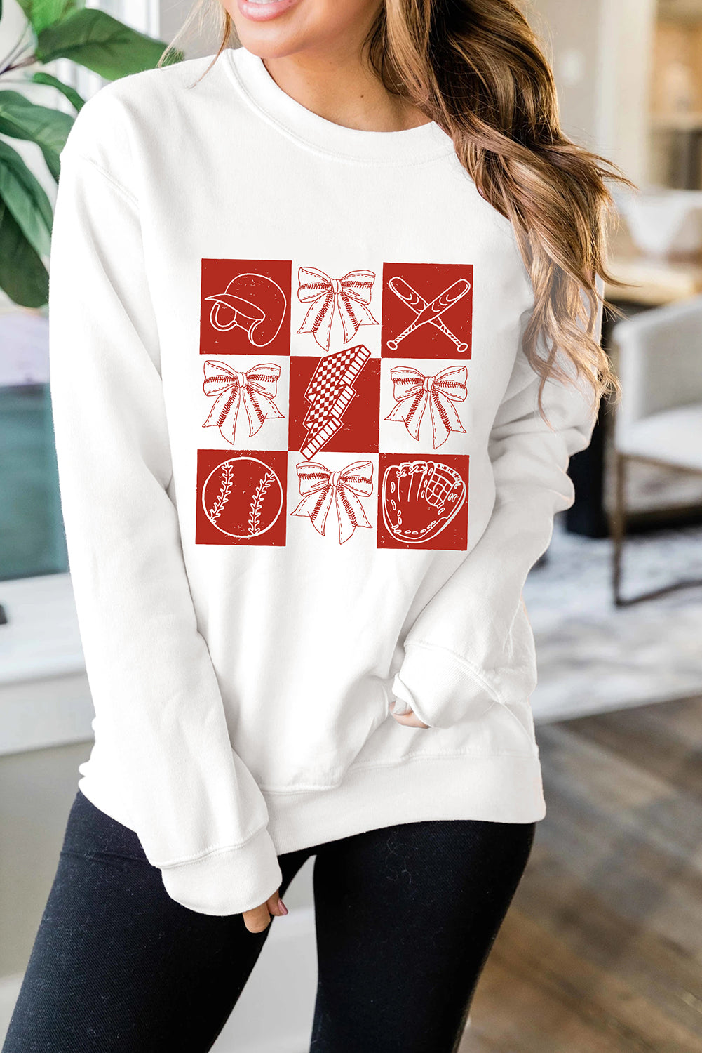 Baseball Fashion Graphic Cotton Blend Casual Sweatshirt