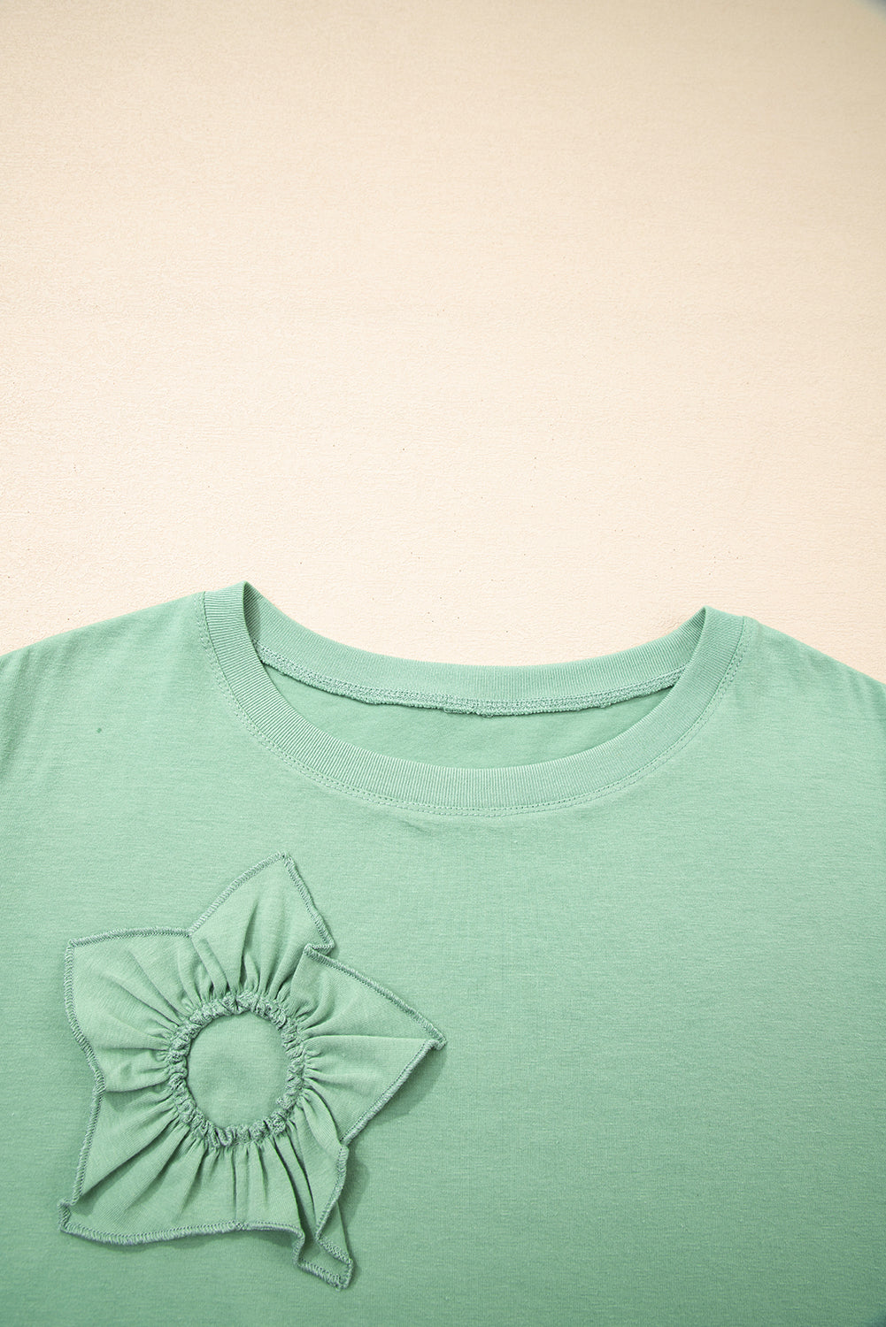 Flower Applique Mineral Wash Plus Size Top