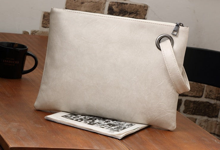Vintage Leather Oversized Clutch Bag