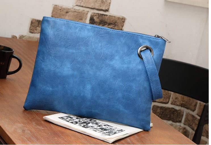 Vintage Leather Oversized Clutch Bag