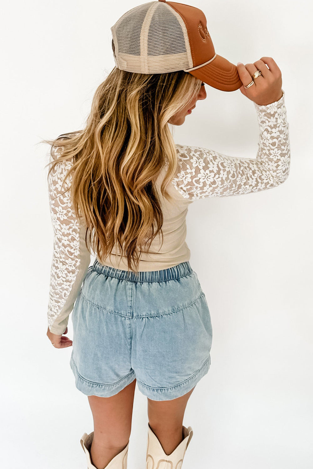 Floral Lace Patchwork High Neck Slim Top