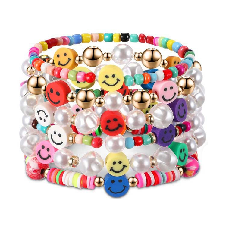Colorful Clay Fruit Smiley Beaded Bracelet - KOC