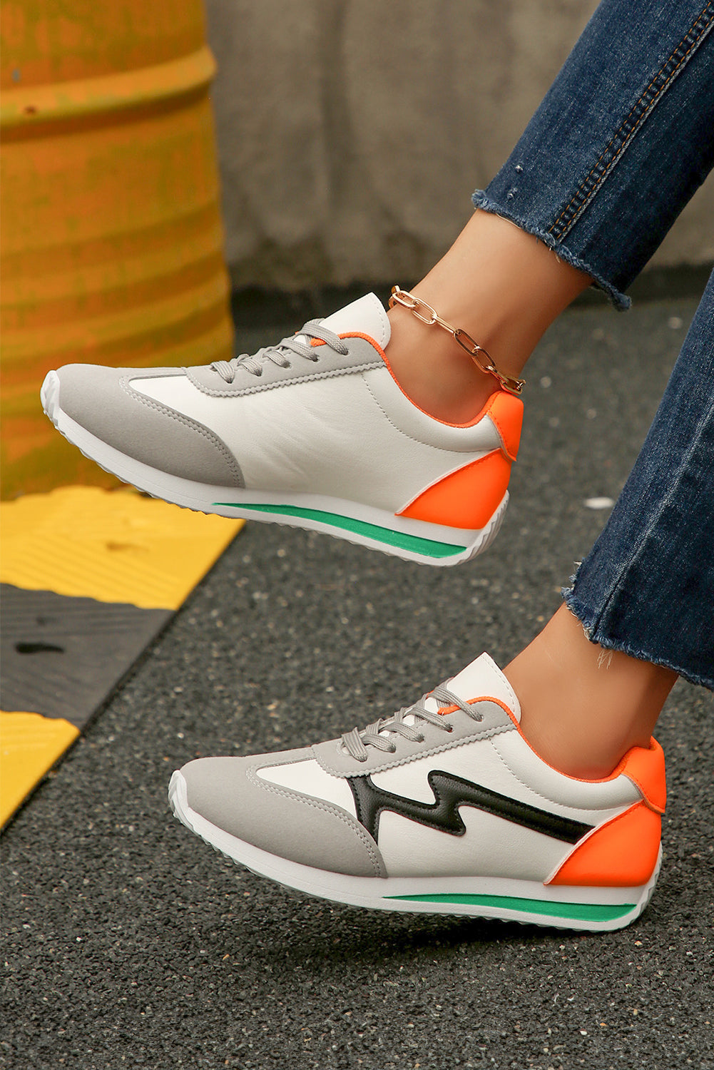 Block Patchwork Lace Up Sneakers