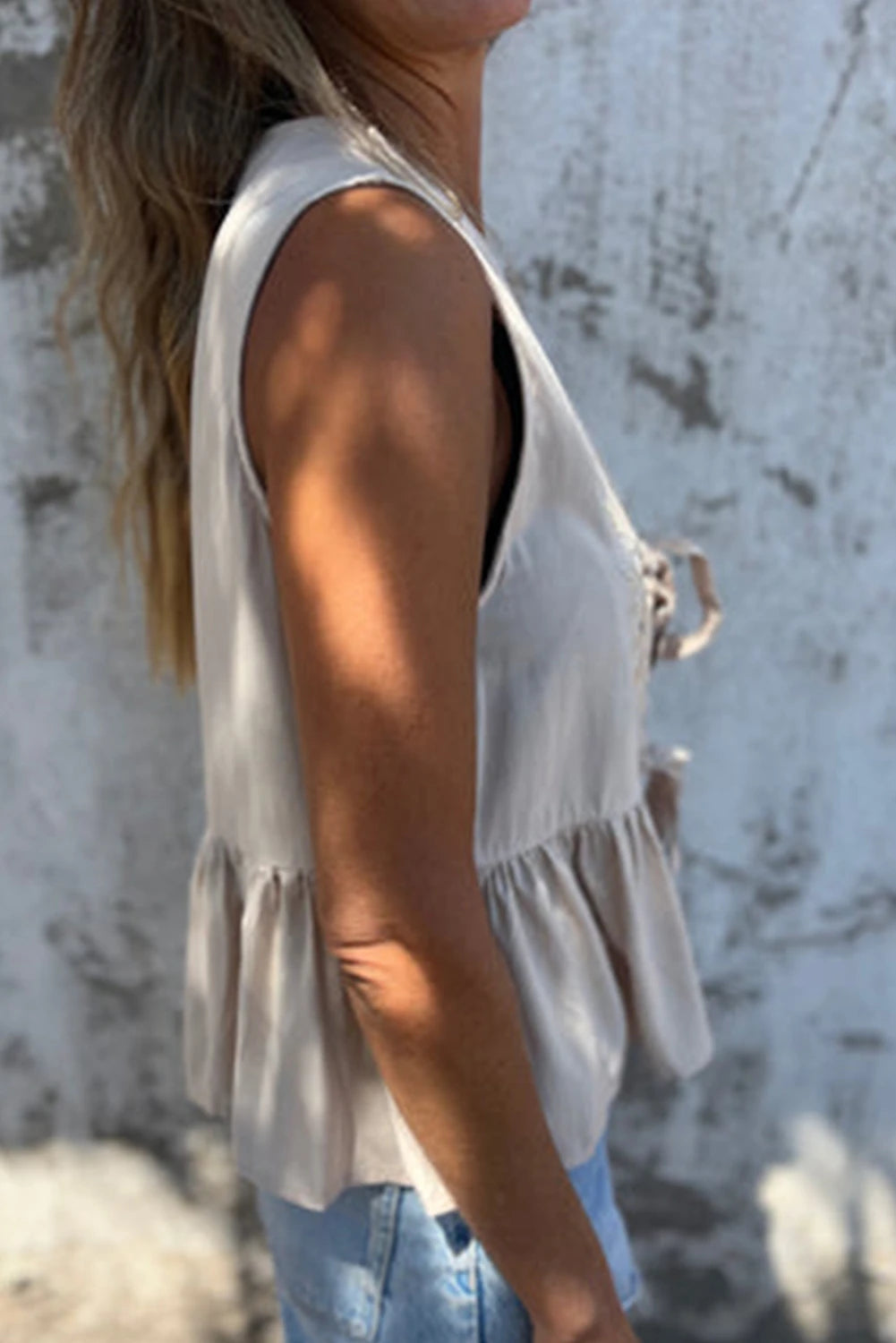 Floral Cutout Knot Top