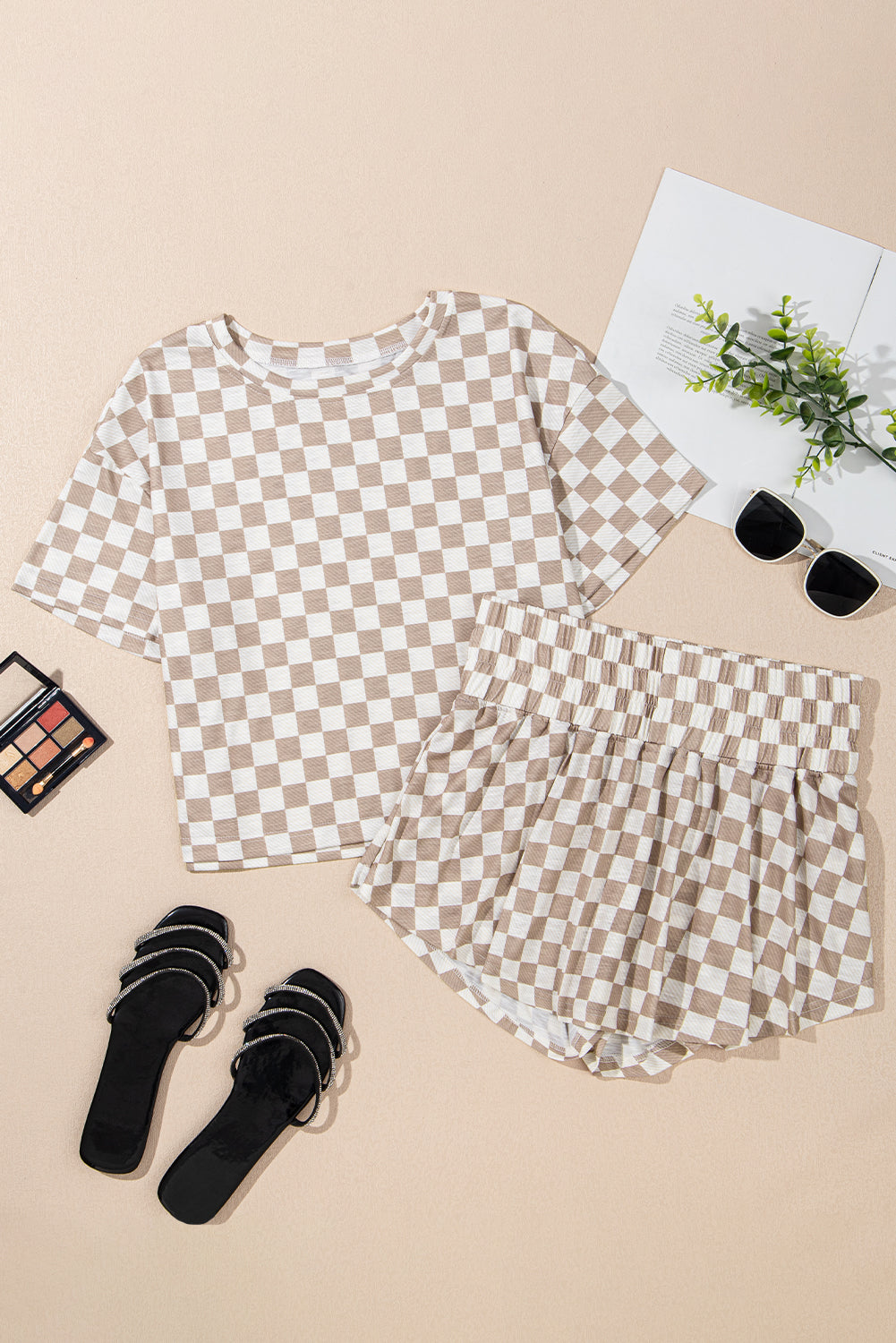 (Preorder 5.1)Checkerboard Tee and Skorts 2 Piece Outfit