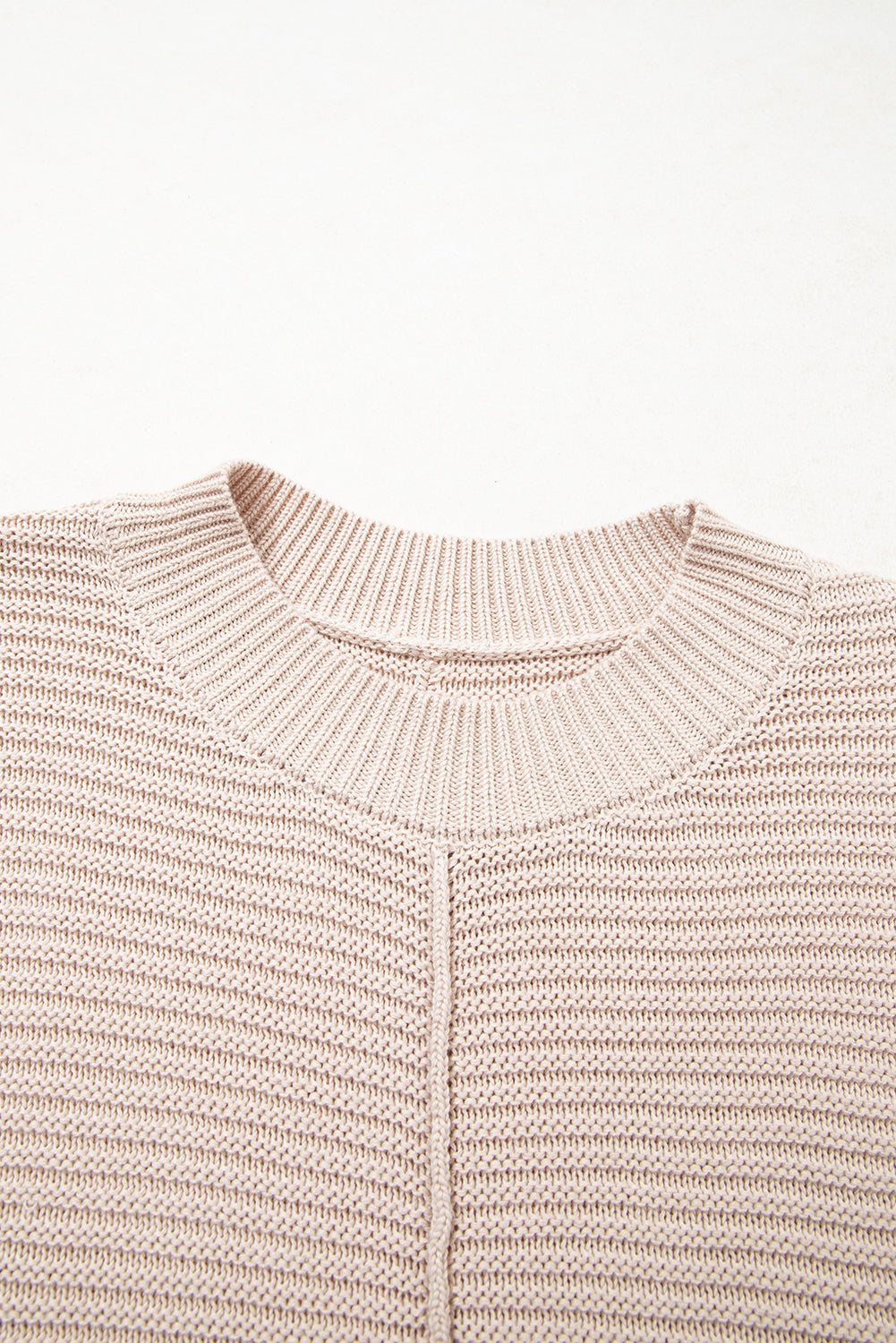 Mixed Texture Patchwork Knitted Puff Sleeve Sweater