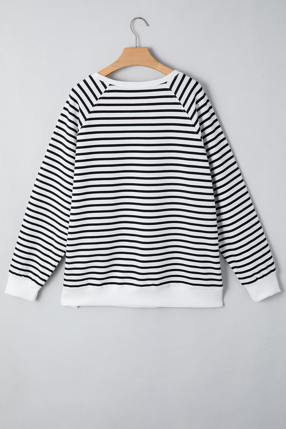 Stripe Raglan Sleeve Side Slits Loose Sweatshirt