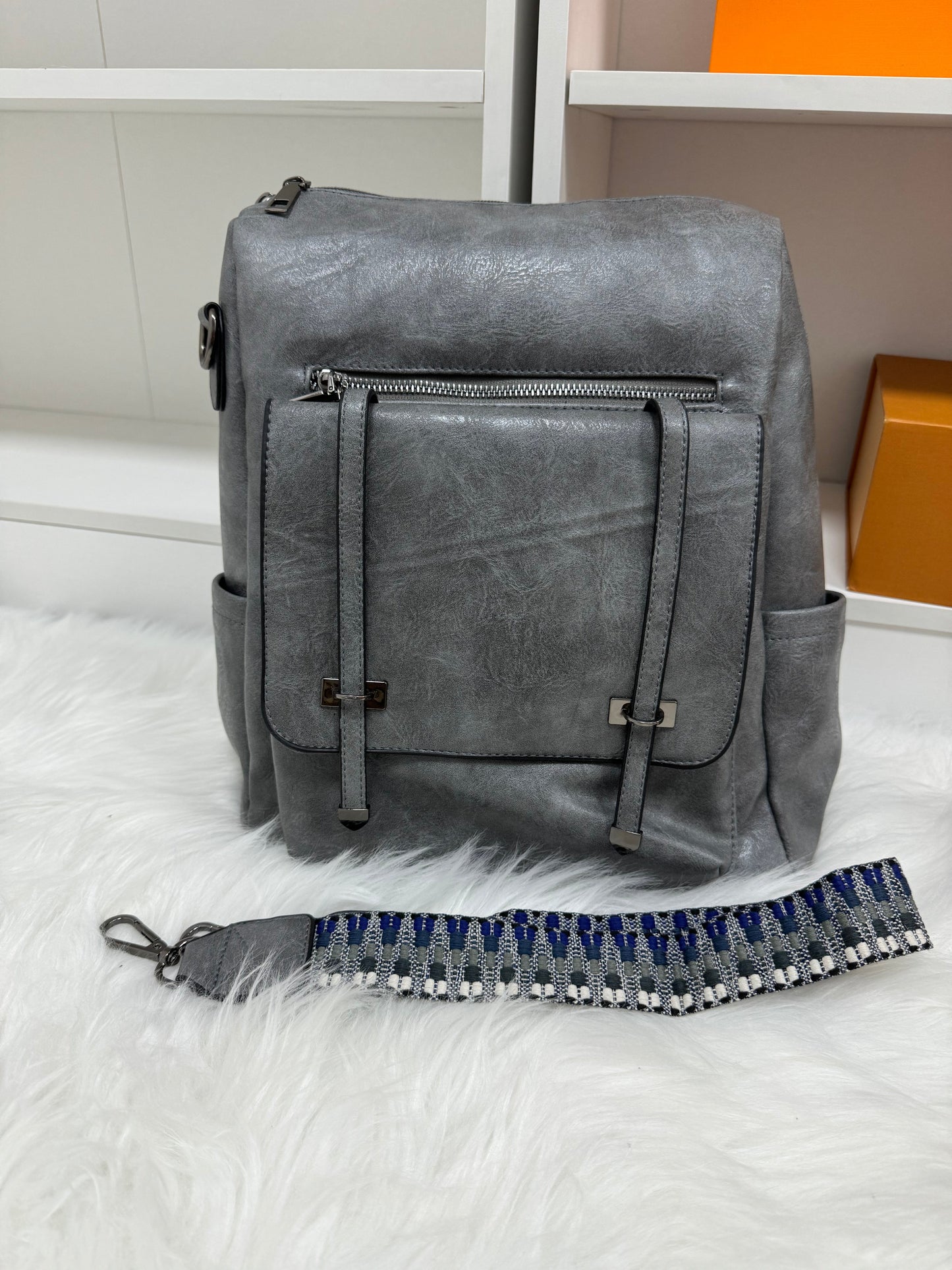Embroidered Strap Attached Backpack