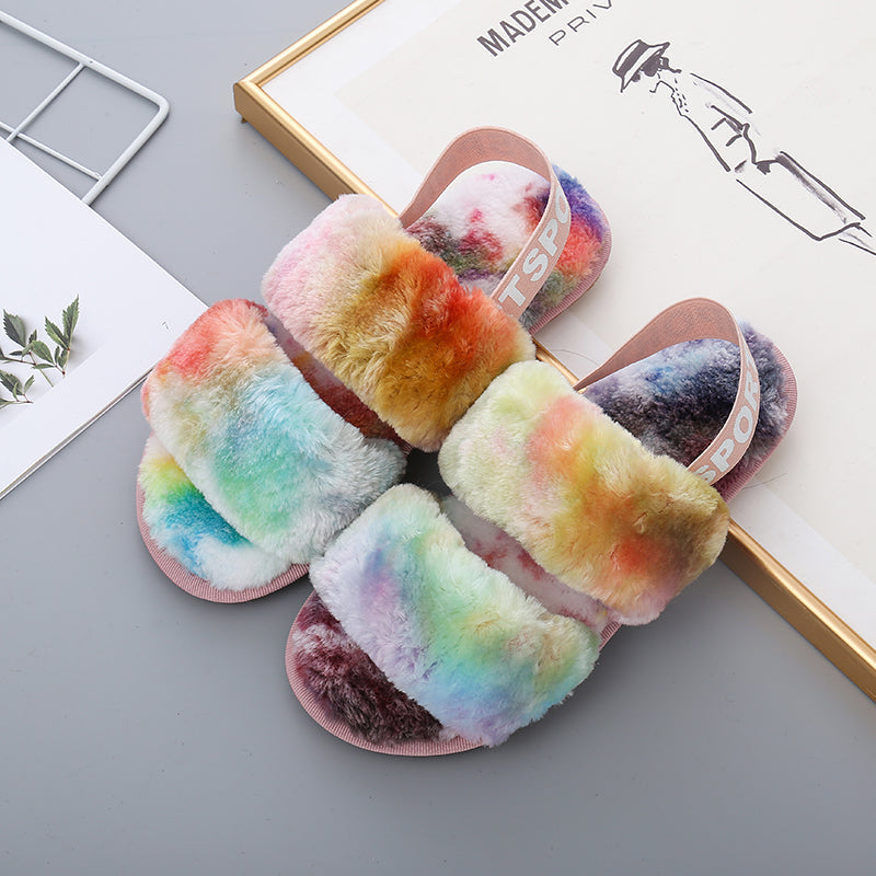 Open Toe Slippers with Elastic Strap