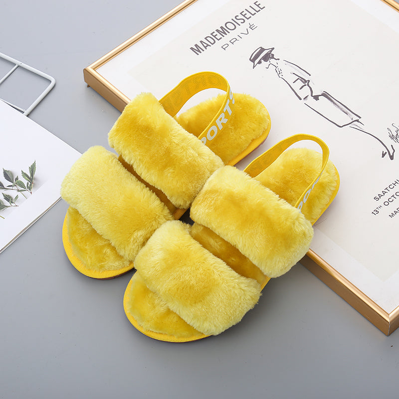 Open Toe Slippers with Elastic Strap