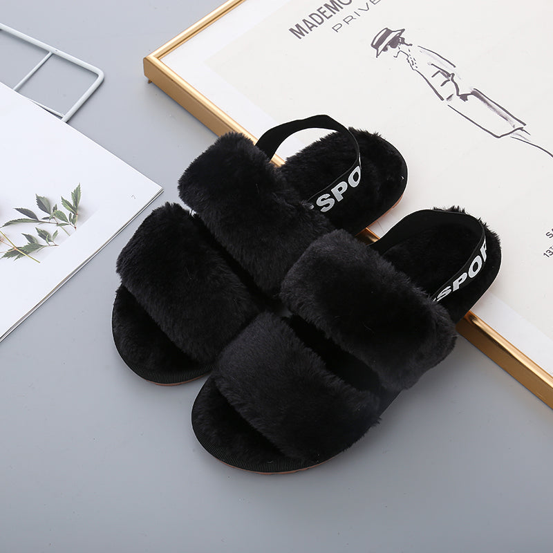 Open Toe Slippers with Elastic Strap