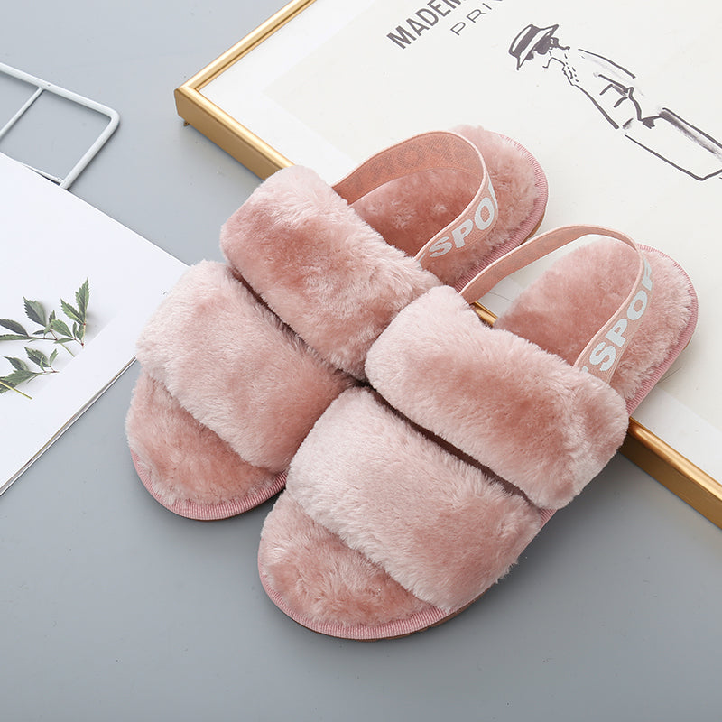 Open Toe Slippers with Elastic Strap
