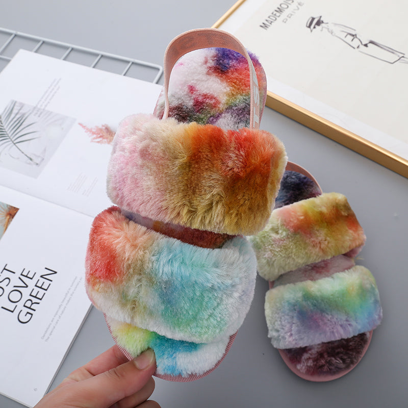 Open Toe Slippers with Elastic Strap