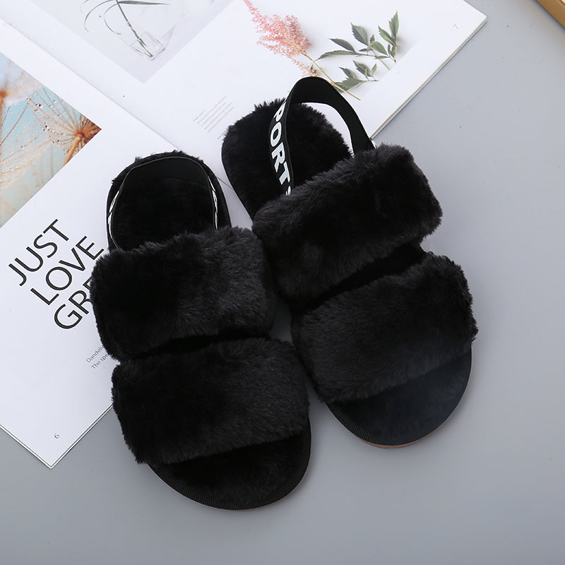 Open Toe Slippers with Elastic Strap