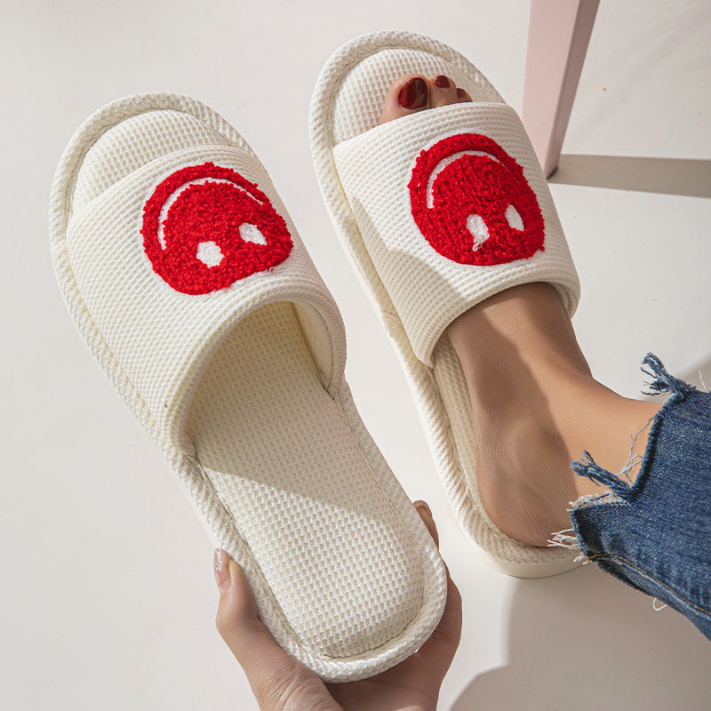 Happy Face Open Toe Winter Slippers