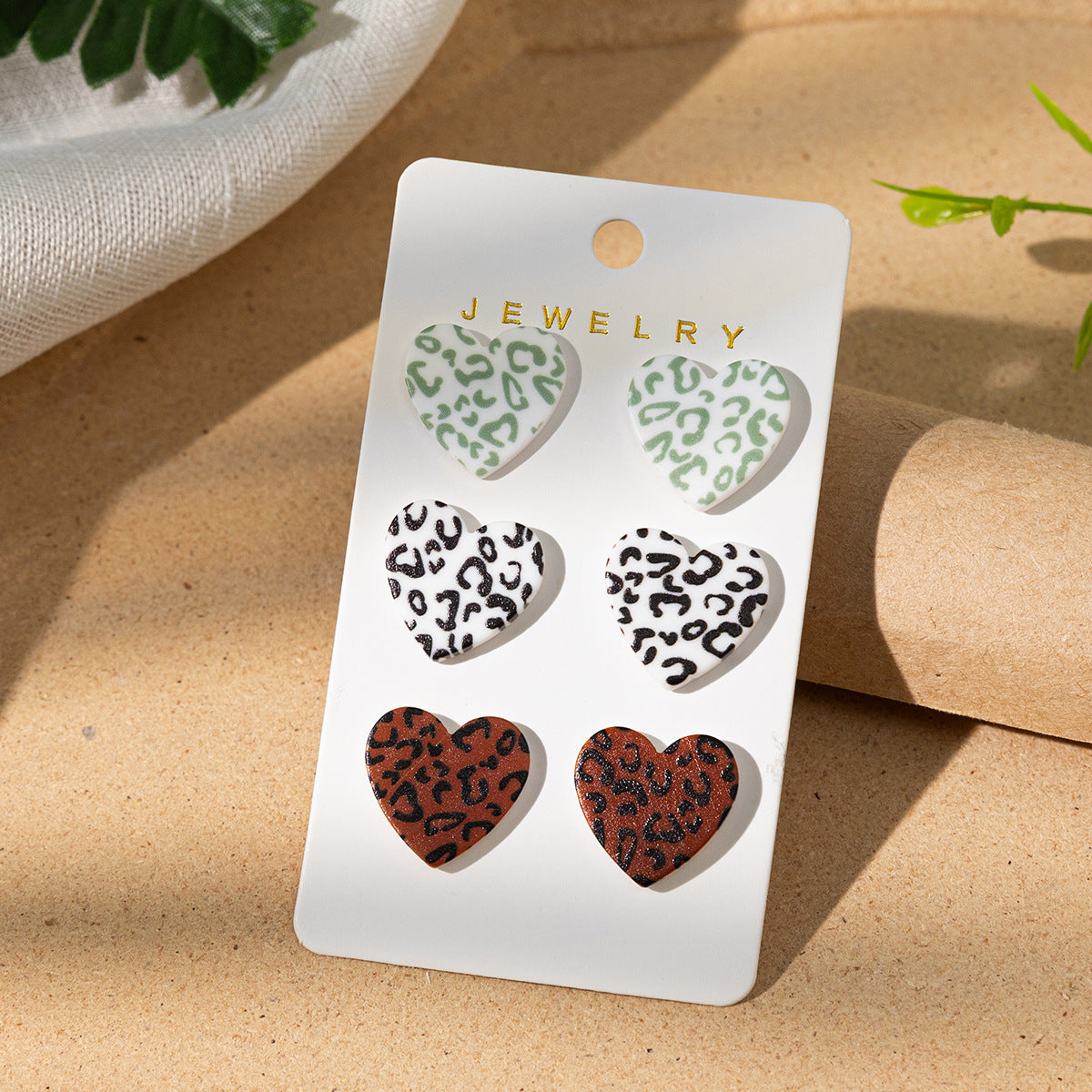 Leopard print acrylic earrings heart earring set(moq3)