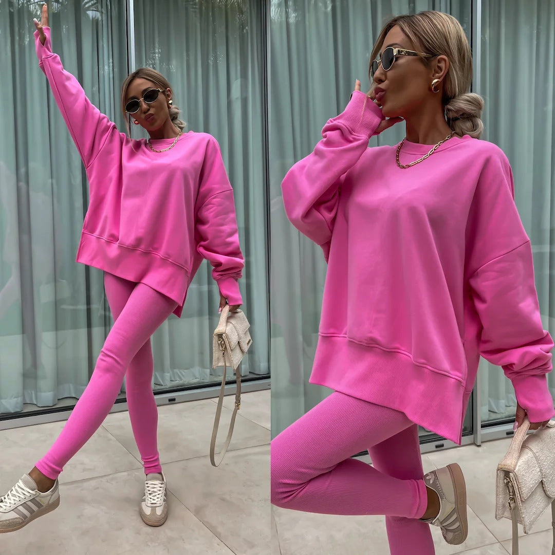 Spring women's tight trousers loose sweatshirt two-piece suit