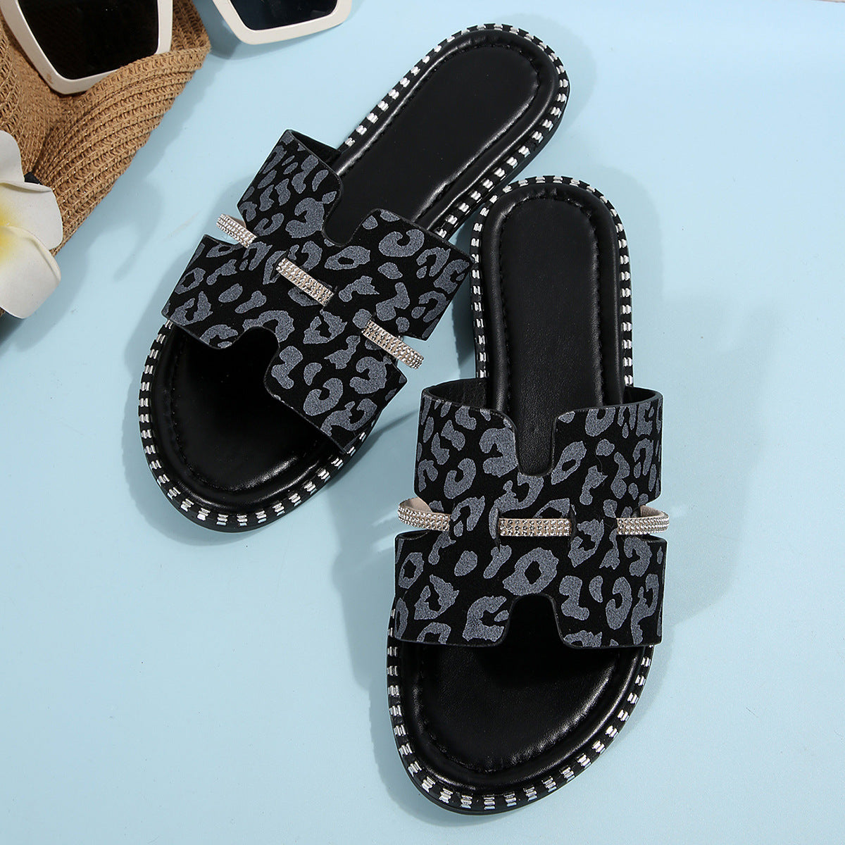 Leopard H Upper Flat Fashion Slippers