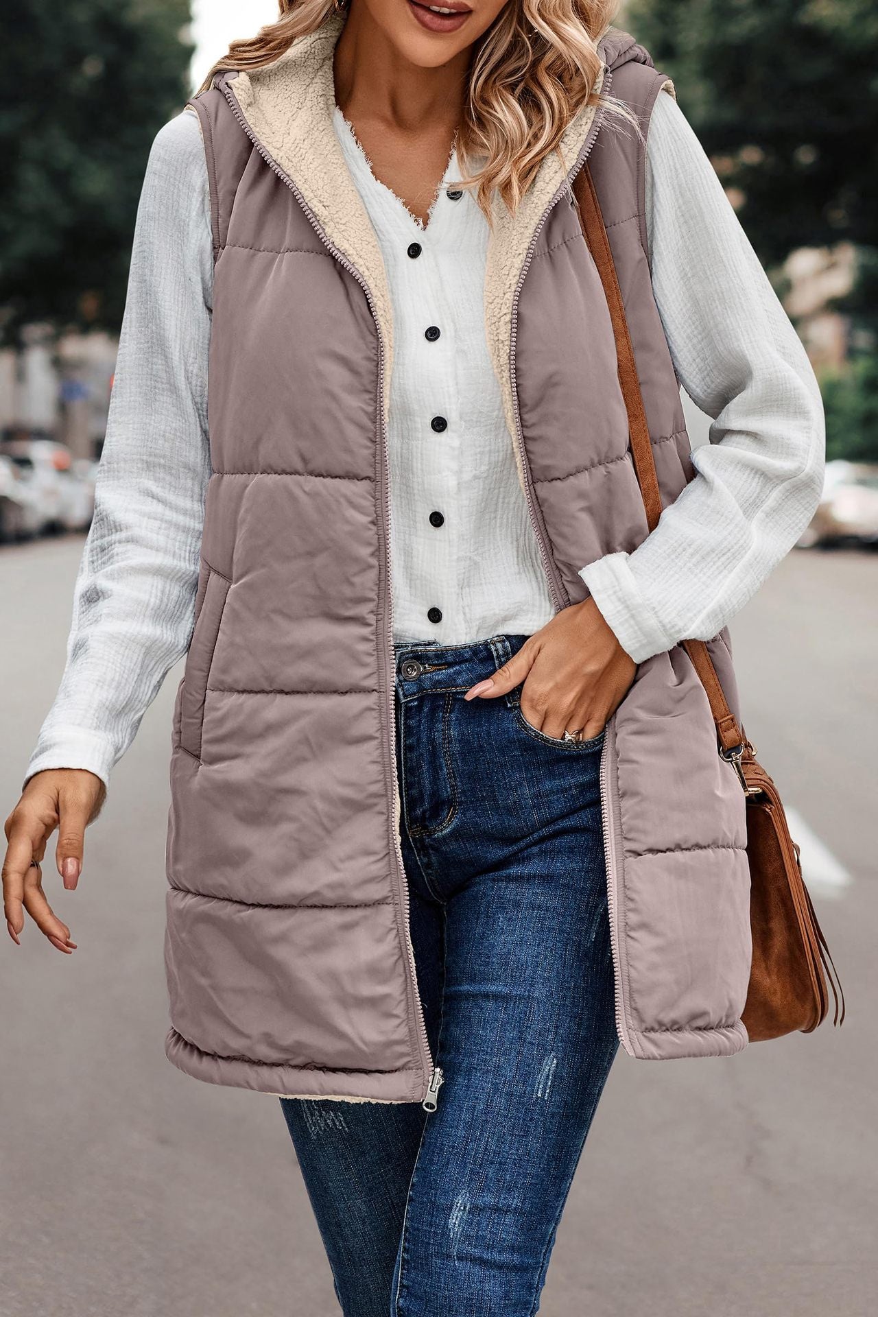 Hooded Reversible Vest Jacket