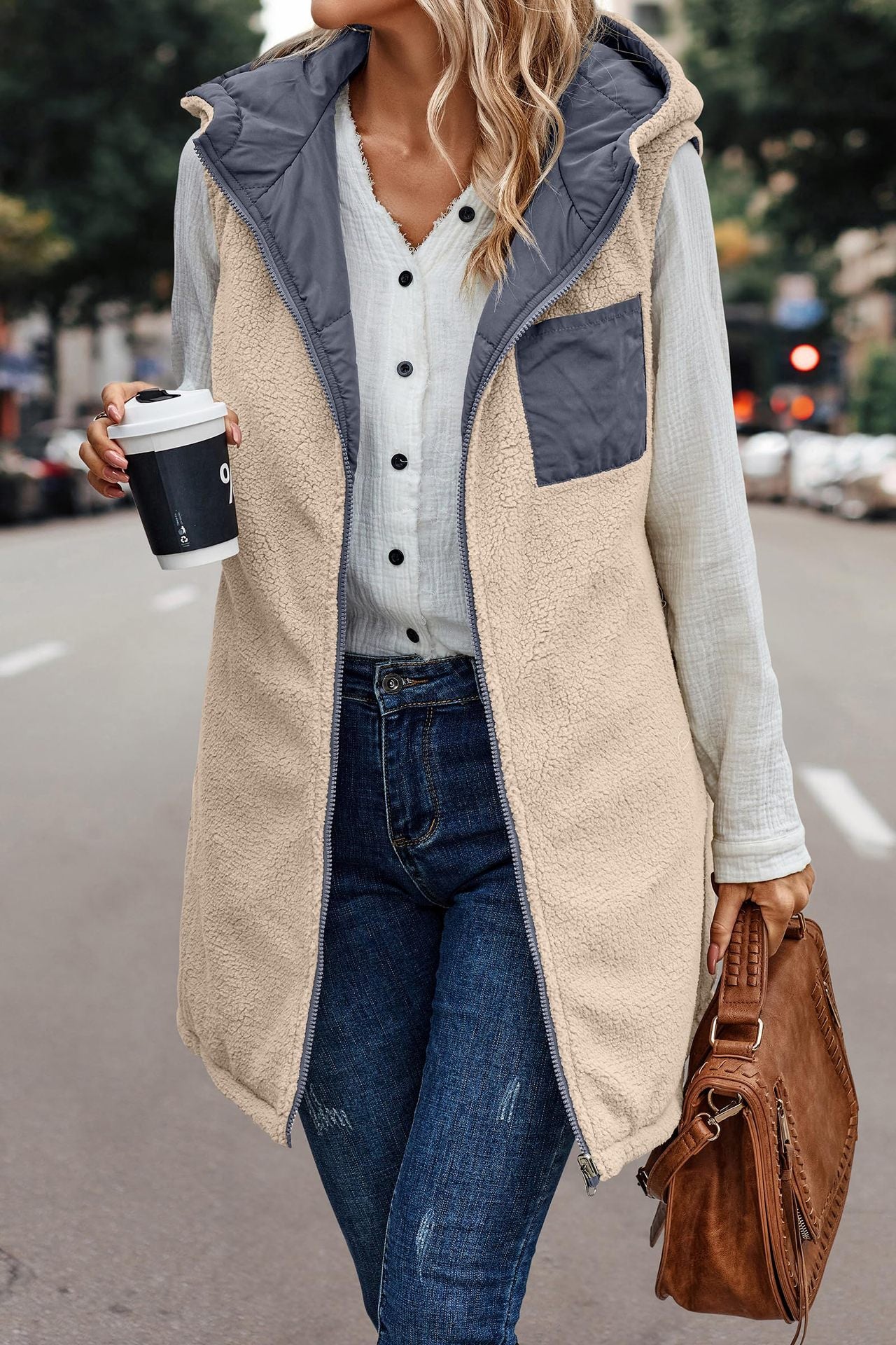 Hooded Reversible Vest Jacket